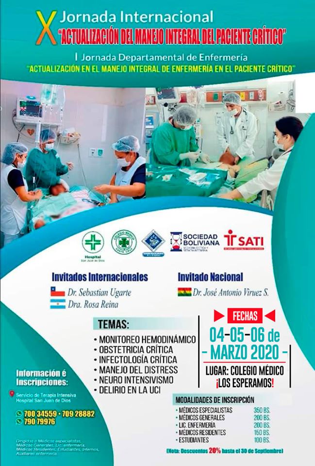 X Jornada internacional: actualización de manejo integral del paciente crítico