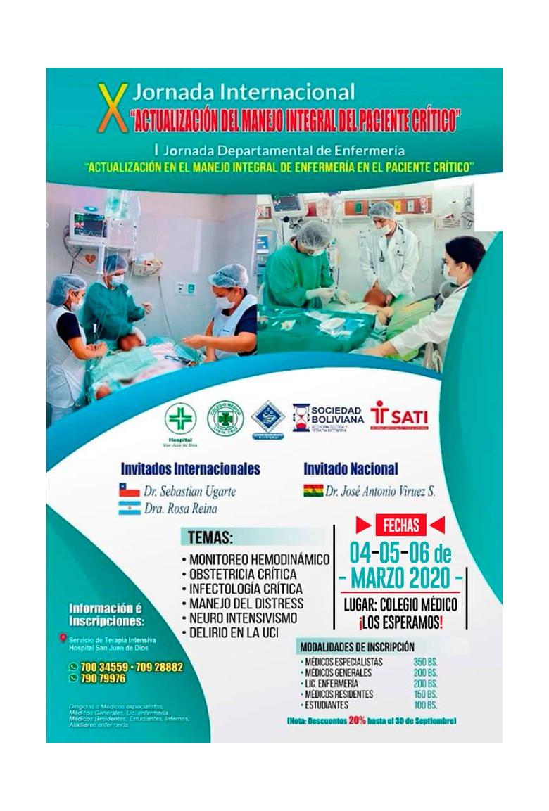 X Jornada internacional: actualización de manejo integral del paciente crítico