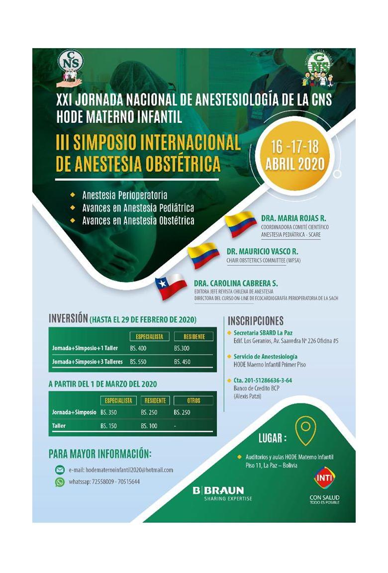 III Simposio internacional de anestesia obstétrica